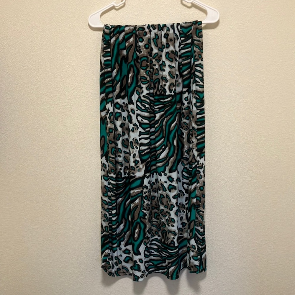 Woman’s animal, print green and gray skirt